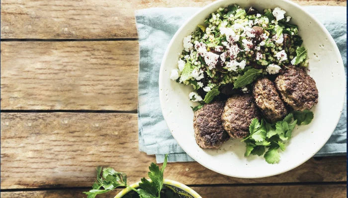 SHAWARMA MEAT BALLS WITH COUSCOUS SALAD